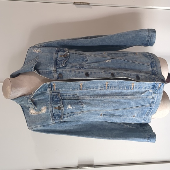 Distressed denim jacket, fitted not oversized - Picture 1 of 9